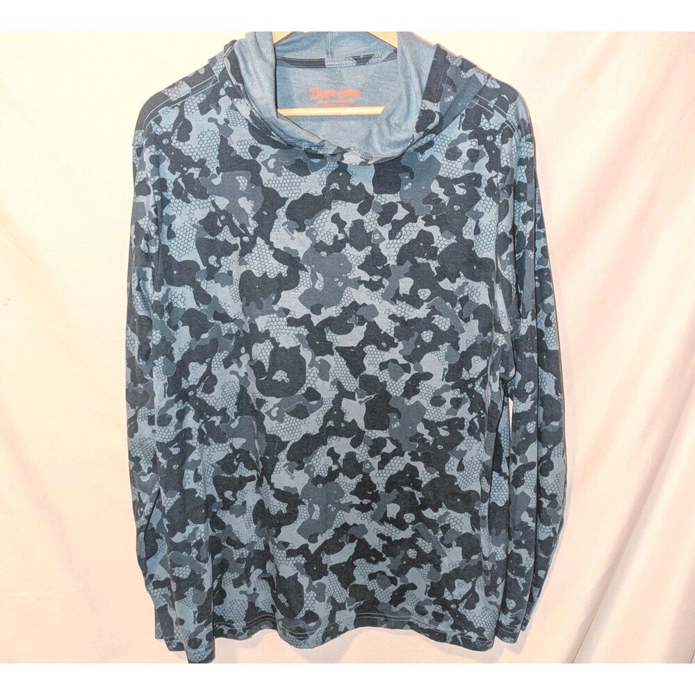 Duck Camp Hoodie Mens XL Gray Blue Drirelease Camo Pullover Lightweight